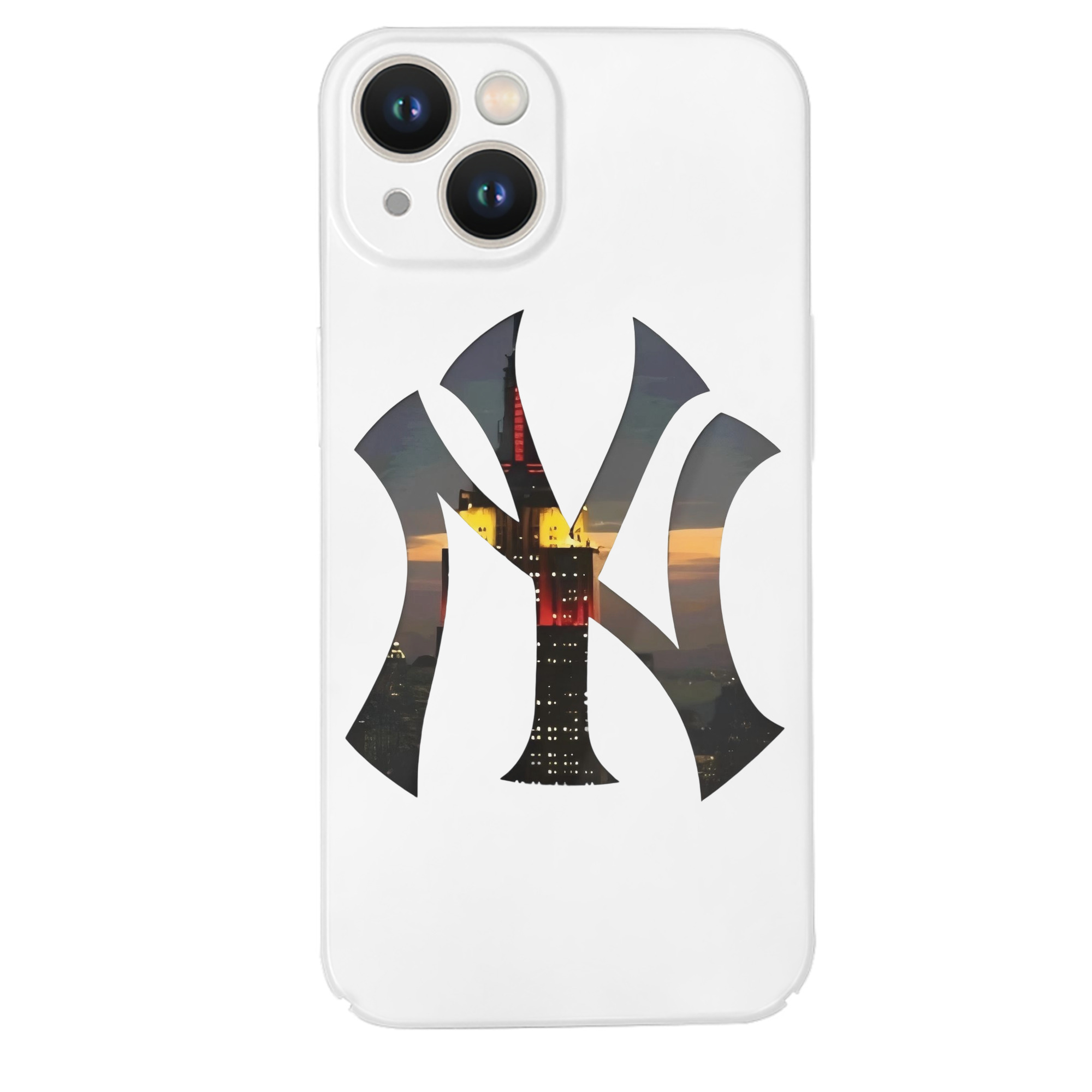 New York Yankees Logo New York Background IPhone 14 Series Full-Cover Hard Case – Shockproof With Raised Camera Protection – Precise Cutouts, Wireless Charging Compatible – Durable, Anti-Yellowing, Easy To Clean